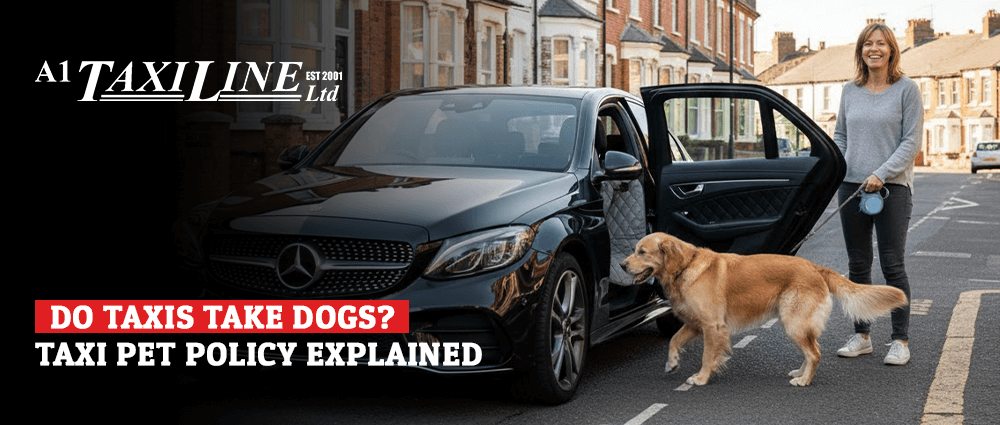 woman taking dog with herself in a taxi